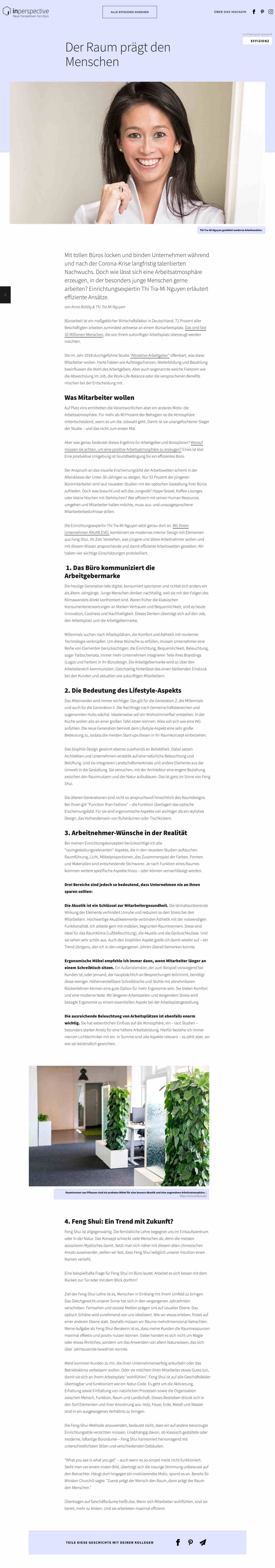 Der Palmberg Newsletter inperspective berichtet über unsere Vorschläge von RAUMLEVEL für eine gelungene Büroeinrichtung